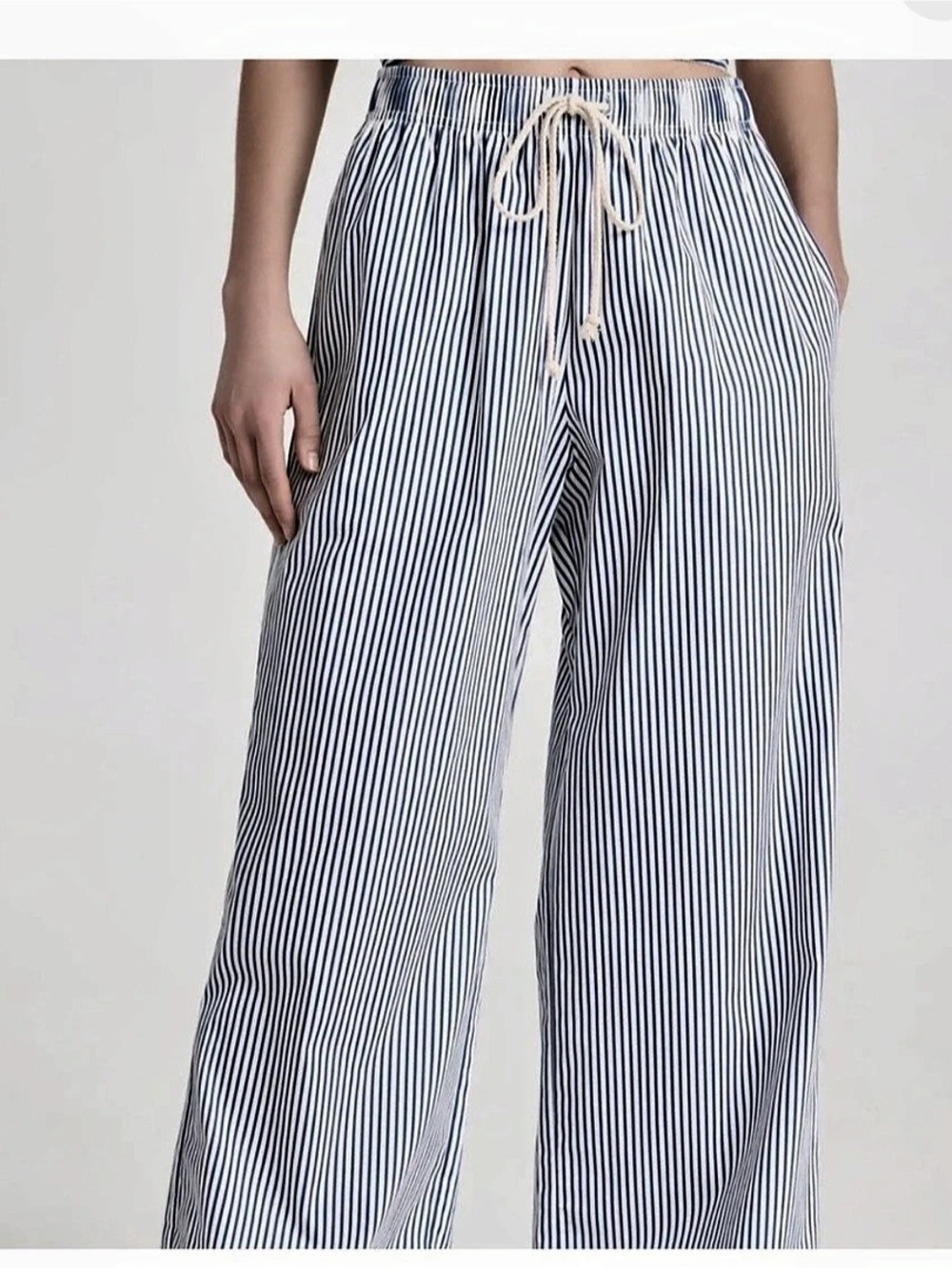DONNI The Pop Stripe Drawstring Pants Blue & White Size Small
